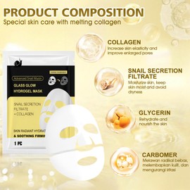 Allony Snail Mucin, Schneckenschleim Maske, Kollagen Boosting Maske, Advanced Snail all in one Maske with Snail Secretion Filtrate, Tiefenwirksame Feuchtigkeitsversorgung anti-Aging -4 Stück