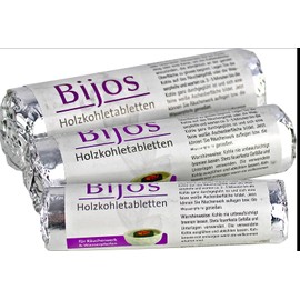 Bijos Charcoal Tablets Set of 10 (1 Roll) 33, 40 and 50 mm, Premium Bamboo Wood Charcoal, Quick Ignition