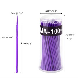 Surplex Pack of 400 Cotton Swabs, Microbrush Micro Brush Cleaning Sticks for Mini Brush Eyelash Extension Accessories for Makeup (Purple)