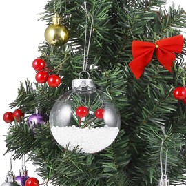 12 Pack Clear Fillable Ornaments Balls, 3.15 Inch DIY Clear Plastic Flat Disc Ornaments, Clear Plastic Fillable Ornament Ball for DIY Craft Projects, Wedding, Christmas, Party, Home Decor