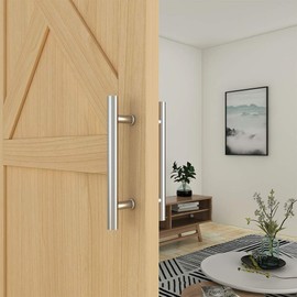 JUBEST 12" Push Pull Door Handle Stainless Steel,Double Sided H Shape Sliding Door Handle, Heavy Duty Swing Door Handle