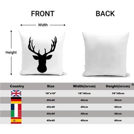 HUASHUZI Stag Cushion Cover Throw Pillow Cover Stag Head Ornament Gifts Home Deer Decorate for Livingroom Couch Bed Sofa Decor Pillow Case 18"x18"(45x45cm)