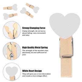 Mini Pegs,100 PCS Tiny Pegs Heart Shape 3cm/1.18in Wooden Photo Display Clips Wooden White Love Heart Peg for Wedding Card Picture Photo Paper Hanging Holder Party Decoration