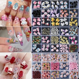 [Overseas] Kitty Nail Parts 15 Grid Cartoon Nail Accessories Kt Cat Kuomi Nail Hair Accessories Mobile Dlg48- 1 4ea