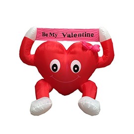 BZB Goods 4 Foot Valentine's Inflatable Lovely Heart Be My Valentine with LED Lights Blowup - Romantic Valentines Gifts for Couples, Cute Valentines Day Gift Ideas, Good Couple Gifts