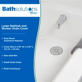 Kenney KN61562 Rust-Proof Bathtub and Shower Drain Cover, Helps Prevent Clogged Drains in Kitchen, Industrial Sinks, or Shower, 4.75" W x 4.75" H, Silver