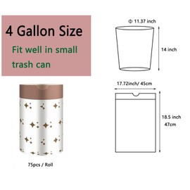 75pcs 4 Gallon Trash Bags Drawstring Tear-Free Separated for Bathroom Office Home Bedroom Small Garbage Basket Bags (Style A 75Pcs)