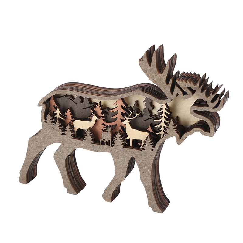 3D Wood Carving Animal Multi Layer Forest Animal Wood Carving