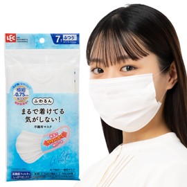 レック 極細耳ひも マスク ふわるん (ふつうサイズ 7枚入) ホワイト/体温でやわらかくなり 耳が痛くなりにくい /