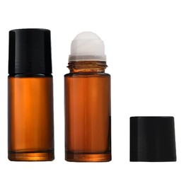 2Pcs Brown 50ml Glass Essential Oil Roller Bottles Refillable Roll on Bottles Empty Deodorant Bottle Containers Rollerball Bottles for Fragrance Roller Bottles Refillable Containers Accessories