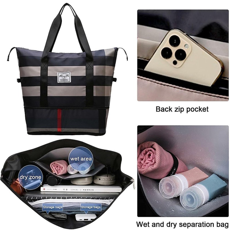 Foldable Dry/Wet Separation Travel Bag,Large Capacity Folding Travel Bag,Unisex Portable
