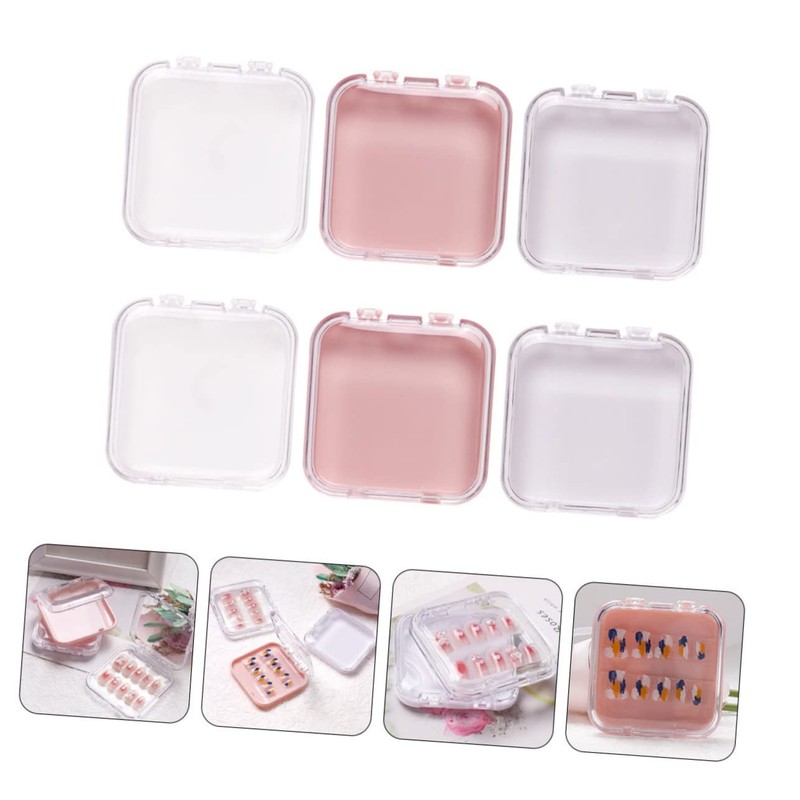 Baluue 6pcs Nail Storage Organizer Box Portable Nail Holders Storage