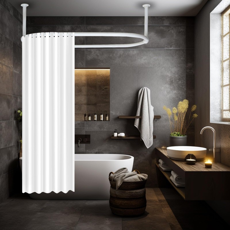 Oval Shower Curtain Rail shower curtain rod ceiling mounted (44