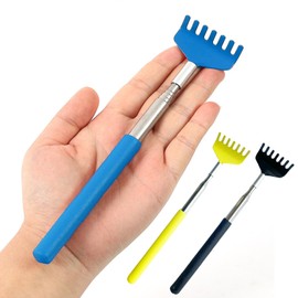 Oiieco 3 Pcs Back Scratcher, Telescopic Stainless Steel Back Scratcher,Portable Extendable Back Scratcher for The Head,Back,Legs and Other Tickling Massage(Black+Blue+Yellow)