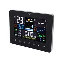 Weather Station, Colorful Touch Screen Digital Weather Forecast Station, Wireless Indoor Outdoor Thermometer, Support Sunup and Sundown Time Display Moon Phase and Functions