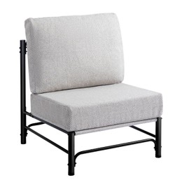 HollyHOME Mid Century Modern Accent Chair, Comfy Reading Chair with Soft Cushion, Metal Frame Fabric Large Lazy Chair, Upholstered Lounge Sofa Chairs for Living Room, Bedroom, Balcony, Camel&Blue