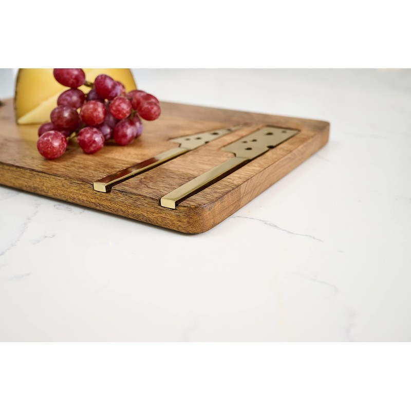 Mud Pie Cheese Board Set, 15" x 9", Brown