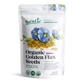 Food to Live Organic Golden Flax Seeds, 1 Pound – Whole Raw, Non-GMO, Kosher, Vegan, Bulk. Rich in Omega-3 Fatty Acids, Protein, Dietary Fiber. Great for Smoothies, Salads, Granola, & Baked Goods.