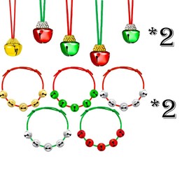 Bells Christmas Set, Christmas Bells Bracelet Necklace Christmas Tree Bells Bracelet Necklace Christmas Bells Decoration for DIY, Christmas Decoration (20 Pieces)