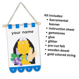 Needzo First Communion Banner Kit, Catholic DIY Craft for Girls and Boys, Includes Supplies and Instructions, 12" X 9"