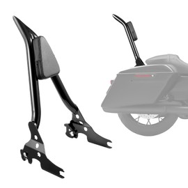 VEVOR Motorcycle Backrest Sissy Bar, Compatible with Harley-Davidson Touring Models, 27 in Height Quick Release Detachable Passenger Backrest, Metal Frame and Leather Rear Pad, For Motorcycles, Black