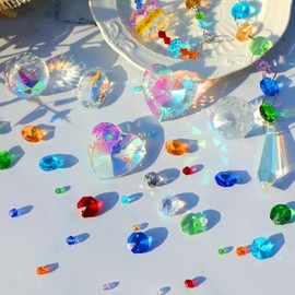 JOFONY Sun Catcher Crystal Wind Chime, 469 Pieces Crystal Craft Set, Sun Crystal Catcher, Rainbow Crystal Prisms, Colourful Crystal Pendant for Living Room, Window, Garden Decoration