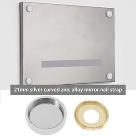 SING F LTD 20 Sets 21mm Zinc Alloy Screws Decorative Caps Cover Mirror Nails Silvery Decorative Cover for Decorative Wardrobes Glass Furniture with 8mm Hole Gasket