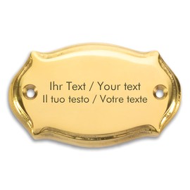 Brass Sign with Your Engraving - 86 x 48mm Oval Curved - Brass Sign for Letterbox, Bell and Doors