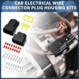 INFINAUTO 8 Pin Car Electrical Wire Connector Plug Housing Kits, 2.3mm Series Car RV Truck Male Female Wire Terminal Connector Black, 1 Set