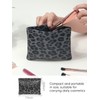 Ksriylm Leopard Leather Small Makeup Pouch for Women,Cosmetic Accessories Organizer,Waterproof