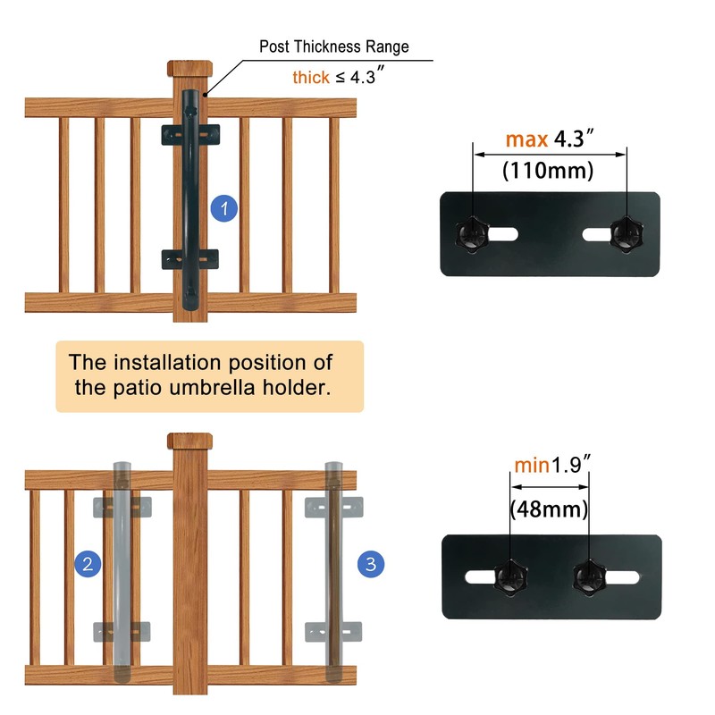 Patio Umbrella Holder,Heavy-Duty Umbrella Holder for Deck,Metal Deck Mount Umbrella