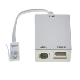 Tailed ADSL2+ Microfilter Filter And Splitter - With RJ11, Inline DSL Filter For Removing Noise From Telephone Or Fax Machine, BT Plug, BT Socket, ADSL Socket