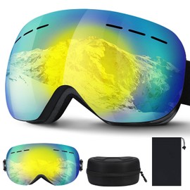 MIXIU Ski Goggles, Snow Goggles, 100% UV Protection, Spherical Lens, Anti-Fog, Can Be Worn with Glasses, Wide Field of View, All Weather, Snowboarding Goggles, Fully Applicable for Winter Mountain Climbing, Snowboarding, Survival Games, Biking, Skiing Ex