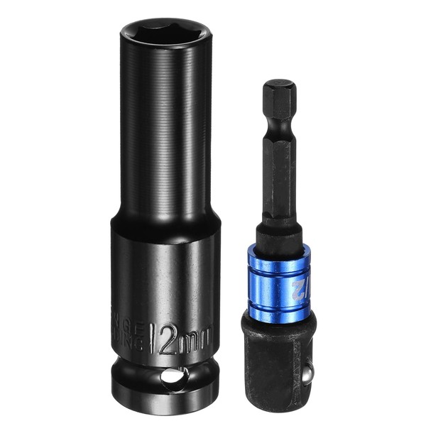 HARFINGTON Deep 6-Point Impact Socket 1/2" Drive 12mm Metric Socket