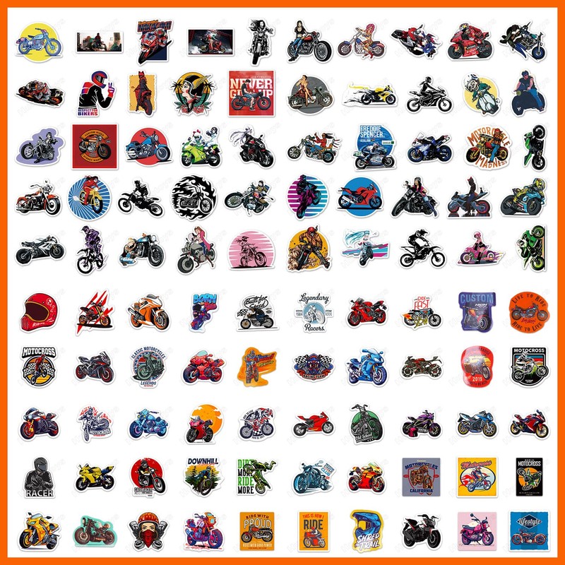 Huaxintoys Motorcycle Sticker Set, Moto-Cross Vinyl Sticker for DIY Laptop