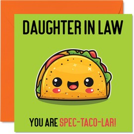 Birthday Cards for Daughter in Law - Spec-Taco-lar - Funny Happy Birthday Card for Daughter-in-law from Mom Dad in Law, Daughter Birthday Gifts, 5.7 x 5.7 Inch Joke Greeting Cards for Women Her