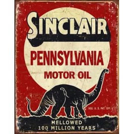 SINCLAIR OIL AND GAS TIN SIGN DINOSAUR METAL PENNSYLVANIA MOTOR OIL FOSSIL FUELS