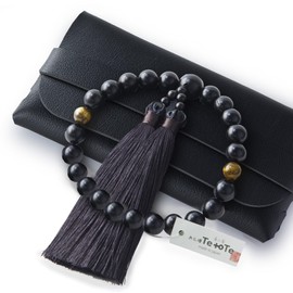 (Te to Te Hand and Hand) Made in Japan, 22 Real Ebony Beads, Velvet Silk Tassel, Tiger Eye Stone, Perfect for Men, PU Leather, For Grave, Going to the Grave, For Going to the Night, Farewell Ceremony,