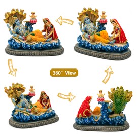 alikiki Hindu God Lord Vishnu Statue 8.5" L Mahavishnu Figure Divine Hindu Deity for Spiritual Worship Home Office Studio Hotel Decoration Mandir Temple Altar Diwali Puja