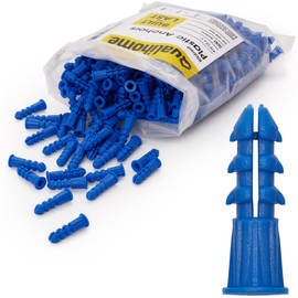 Qualihome Ribbed Plastic Drywall Anchors - Wall Anchors for Drywall - Plastic Screw Anchors for Secure Fastening (Bulk Pack, #10-12 x 1)