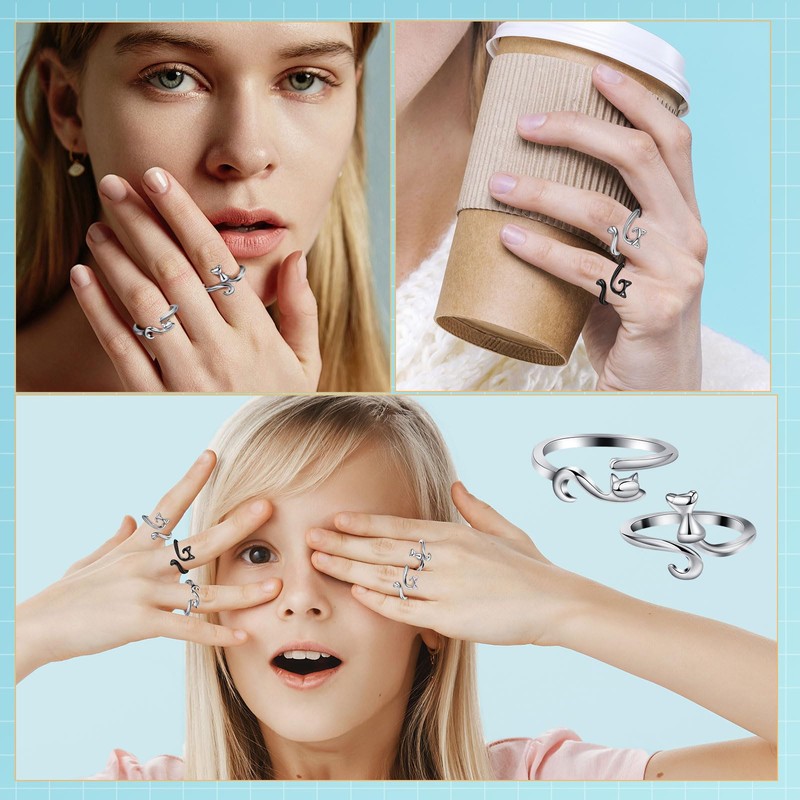 MARFOREVER 5 Pcs Crochet Rings Cat Crochet Tension Ring, Adjustable