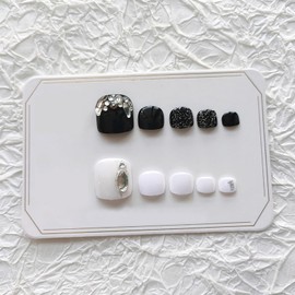 Nail Tips, 24 Pieces, Thumb Nail Seal, Foot False Nails, Nail Tips, Reusable, Gel Nail Tips, Summer Nails, Weddings, Coming-of-Age Ceremonies, Foot Nails, Easy Nail Removable, For Feet (J39)