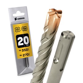 SDS Plus Hammer Drill Bit 4 x Cutting PGM Diameter 20.0 mm x 270 mm - Amboss Werkzeuge SDS Crusher 4 - HM Concrete Drill Carbide Professional Drill Bit 20.0 mm x 270 - Masonry Drill Bit Reinforced