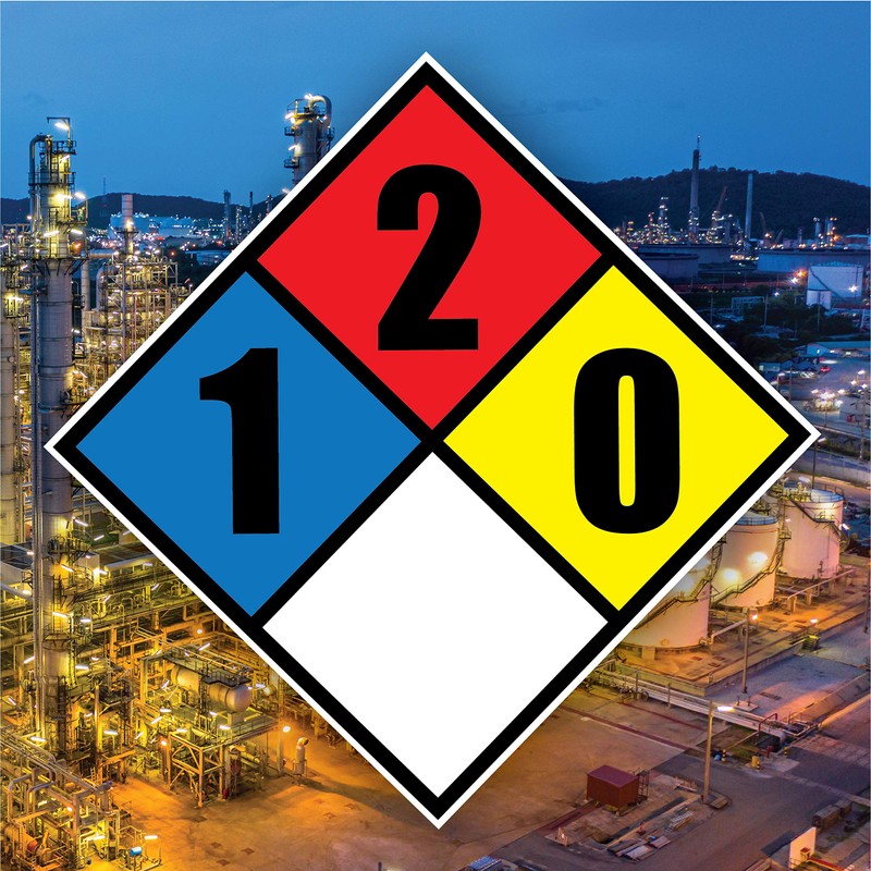 NFPA 704 Diamond 1-2-0-0 Label Decal, 10 inch Vinyl for