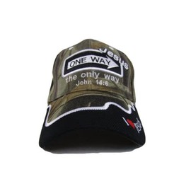 One Way Jesus John 14:6 The Only Way Christian Camo Color Hat Ball Cap