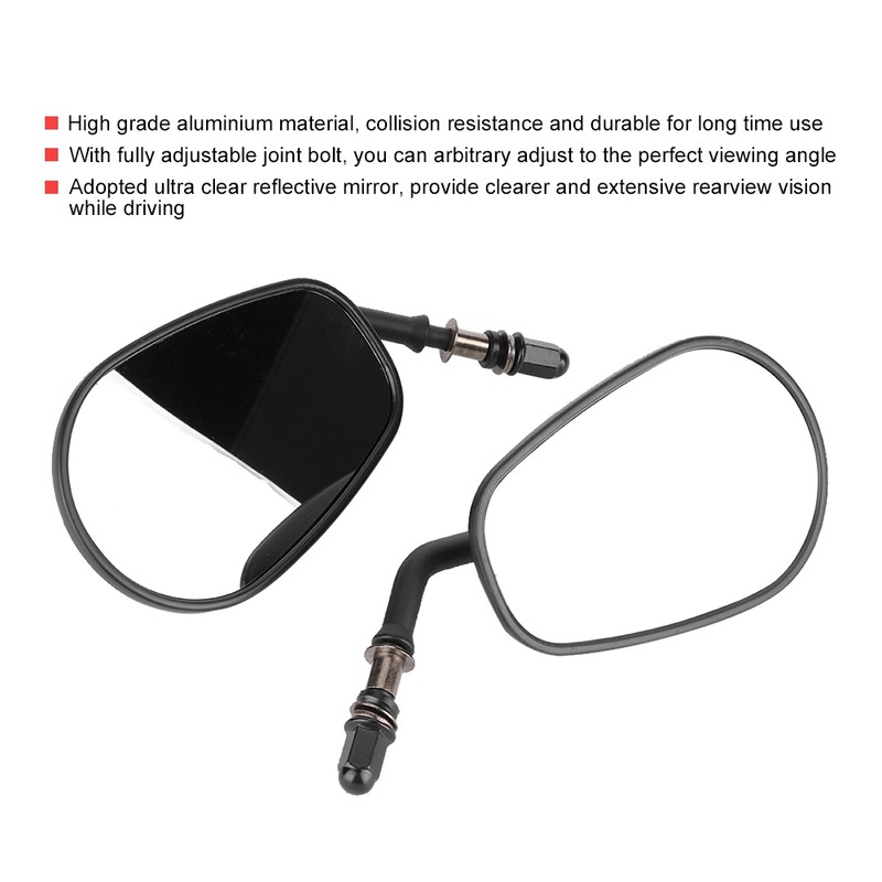 2PCS Motorcycle Motorbike Modified Oval Rearview Mirror Reflective Rear View