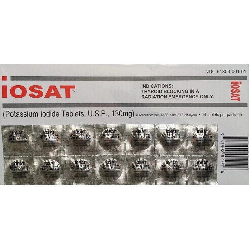 IOSAT Potassium Iodide Tablets Anti Radiation 130MG 14 Tablets Exp