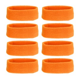 PATIKIL Sweatband Headbands, 8 Pcs Terry Cloth Sweat Band for Women Men Sports Basketball Tennis Athletic Gym Working Out, Orange