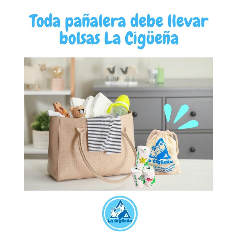 La Cigueña - 180 bolsas biodegradables portátiles para el cuidado