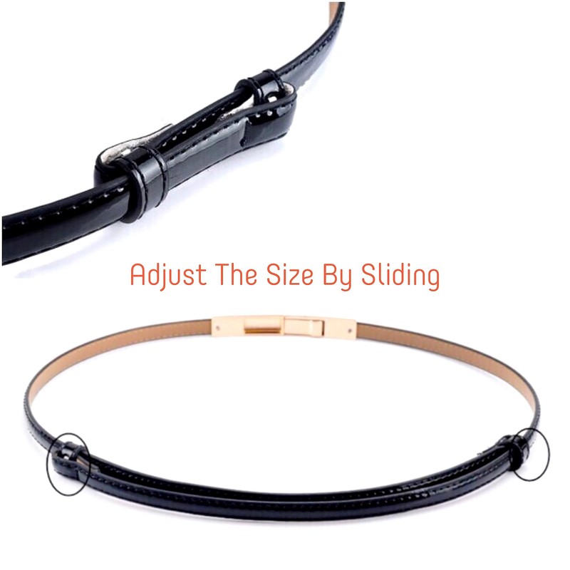 CB - Cinturón de piel de charol para mujer, ajustable,